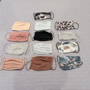 Bundle of 13 Kitsch gauze cotton reusable face masks